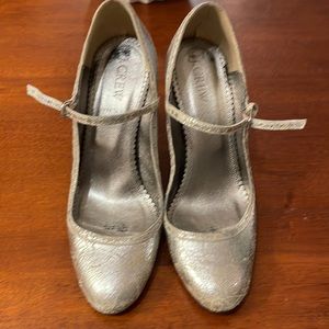 J. Crew Cracked Silver Foil Pumps